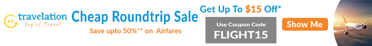 Cheap Round Trip Flight Sale! Book Now and Get $15 Off. Use Coupon Code FLIGHT15.