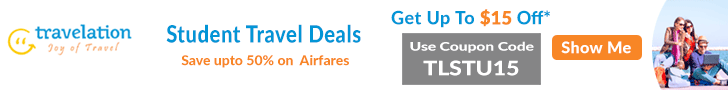 Huge discount on Student Travel Deals. Book Now and get $15 Off with Coupon Code – TLSTU15